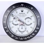 A Contemporary Rolex dealership style wall clock 34 cm.