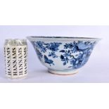 A LARGE 17TH/18TH CENTURY CHINESE BLUE AND WHITE PORCELAIN BOWL Kangxi/Yongzheng. 25 cm x 12 cm.