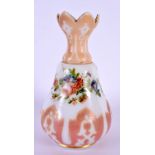 AN ANTIQUE BOHEMIAN ISLAMIC STYLE OPALINE GLASS VASE. 14 cm high.