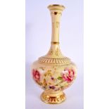 A ROYAL WORCESTER PORCELAIN VASE painted with roses. 22 cm high.