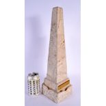 A LARGE COUNTRY HOUSE CARVED MARBLE OBELISK After the Antiquity. 44 cm high.