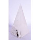 A CONTEMPORARY CARVED ROCK CRYSTAL OBELISK. 20 cm high.