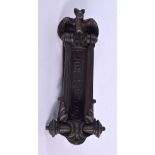 A RARE VICTORIAN CAST IRON BAT LETTER DOOR KNOCKER by A Kenrick & Sons No 422. 22 cm long.