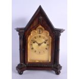 A FINE VICTORIAN GOTHIC REVIVAL ROSEWOOD MANTEL CLOCK of elegant form. 24 cm x 12 cm.