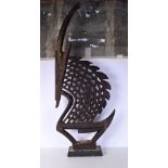 African wooden Tribal Bambarra Chi Warra antelope headdress 116 cm.