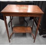 AN EDWARDIAN PAINTED SATINWOOD TABLE. 60 cm x 72 cm.