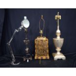 An articulated desk lamp together with 3 other lamps 77cm (4).