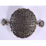 AN 18TH/19TH CENTURY INDO PERSOAN STEEL BAZUBAND with inscriptions from the Holy Quran. 9 cm x 7 cm.