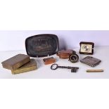Miscellaneous collection 1914 brass Christmas boxes, Gruchon & Emos military compass, antique key et