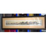 A LARGE UNUSUAL PRINT OF HONG KONG AND THE TOWN OF VICTORIA. 190 cm x 55 cm.