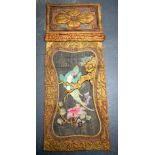 AN UNUSUAL 19TH CENTURY CHINESE EMBROIDERED SILK WALL HANGING depicting a bird within a landscape. 1