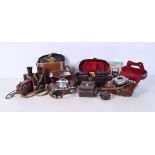 A pair of cased Dollard military binoculars together with cased cameras Zeiss, Kodak etc (8)