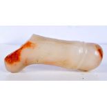 A carved Central Asian hardstone phallic 17 cm.