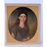 A framed oil on canvas of an unknown female. 58 x 48cm.