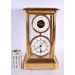 A LARGE ANTIQUE FRENCH FOUR GLASS REGULATOR CLOCK with barometer. 40 cm x 20 cm.