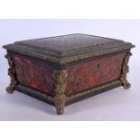 A GOOD 19TH CENTURY FRENCH BOULLE BRONZE MOUNTED CASKET decorated with birds and foliage. 30 cm x 20