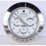 A Contemporary Rolex dealership style wall clock 34 cm.