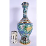 A LARGE CHINESE REPUBLICAN PERIOD CLOISONNE ENAMEL VASE depicting birds in landscapes. 39 cm x 15 cm