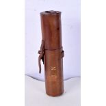 A leather and brass three section vintage telescope with leather case. 26 x 6cm.