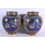 A PAIR OF 19TH CENTURY CHINESE CLOISONNE ENAMEL GINGER JARS AND COVERS decorated with spotted deer a