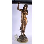 French School (C1900) Bronze and onyx, Standing female. 75 cm x 15 cm.