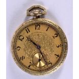 A YELLOW METAL LONGINES POCKET WATCH. 4.25 cm wide.