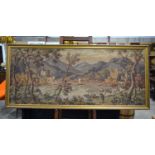 A large framed early 20th Century continental Tapestry 69 x 170 cm.