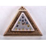 A TRIANGULAR MASONIC POCKET WATCH BY CERVINE. 4.8cm x 5.3cm, not working