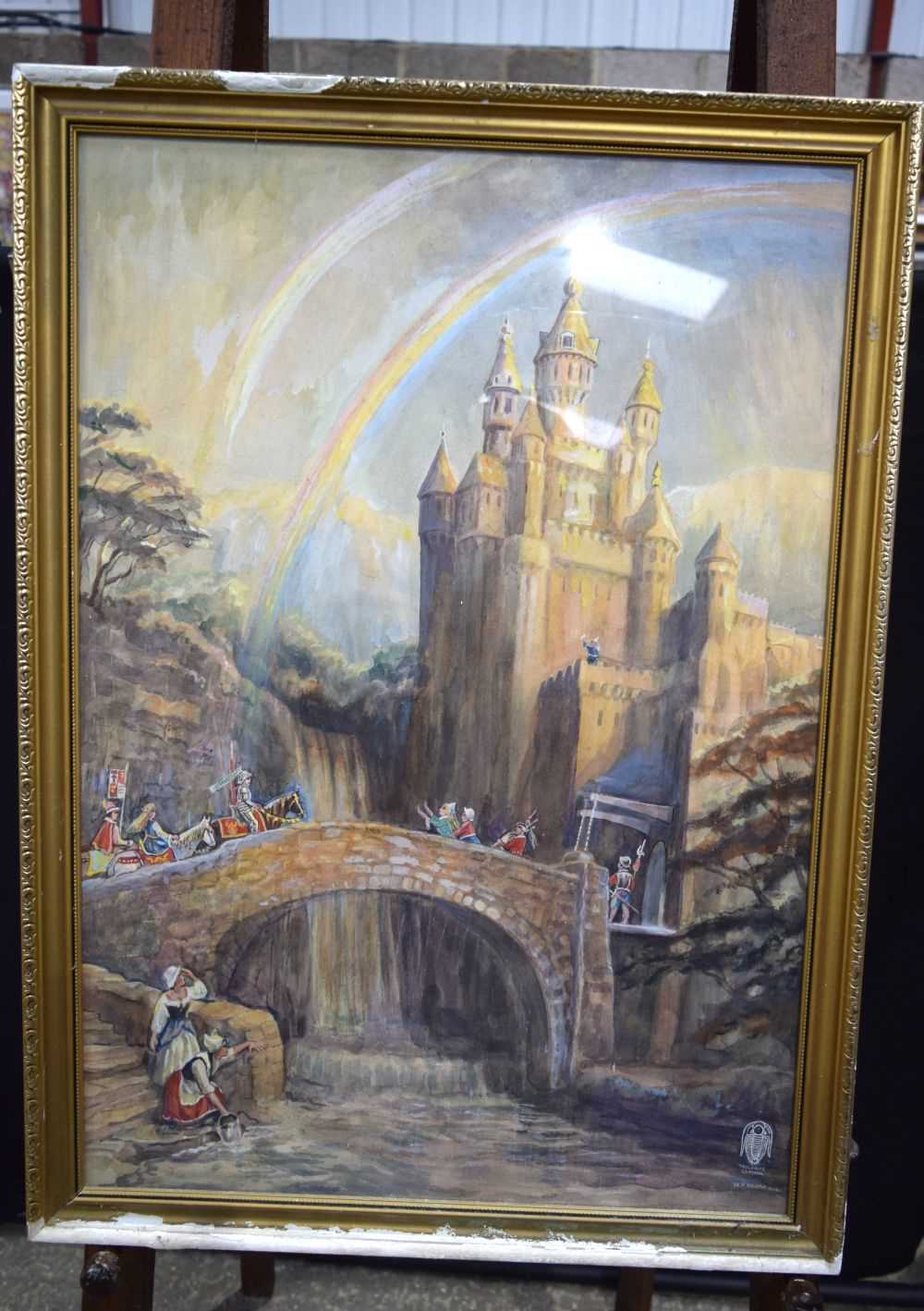 Walter Henry Booth (1889-1971) Framed watercolour of a Castle , Booth is a celebrated Comic