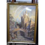 Walter Henry Booth (1889-1971) Framed watercolour of a Castle , Booth is a celebrated Comic