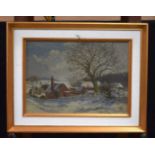 Gerald Norden (1912- 2020) Framed oil on canvas of a winter scene dated 1963, 23 x 34 cm.