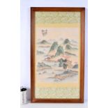 A Chinese framed watercolour depicting a mountainous landscape 45 x 30 cm