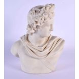 AN ANTIQUE PARIAN WARE BUST OF A CLASSICAL MALE. 24 cm x 18 cm.