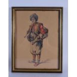 Middle Eastern School (C1910) Watercolour, Smoking male. 34 cm x 26 cm.