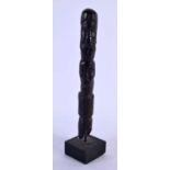 AN UNUSUAL EARLY 19TH CENTURY SOUTH PACIFIC EASTER ISLAND HARDWOOD TRIBAL CARVING formed as numerous
