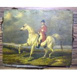 A 19th Century oil on board of huntsman on a horse 20 x 25 cm