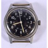 A VINTAGE BLACK DIAL MILITARY WRISTWATCH. 3.5 cm wide inc crown.