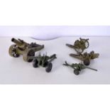 A collection of Die cast metal model cannons Dinky, Britain's, Crescent largest 15 x 10 cm (5).