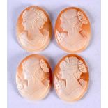 FOUR EARLY 20TH CENTURY CAMEO PORTRAIT PLAQUES. Largest 3.5 cm x 2.75 cm. (4)