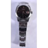 A ROLEX BLACK DIAL PRECISION WRISTWATCH. 3.75 cm wide inc crown.