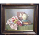 Gerald Norden (1912- 2020) Framed oil on board "Homage to Chardin " 35 x 45 cm.