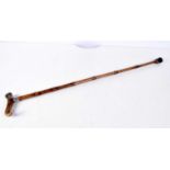 A Rhino horn handled bamboo cane 80m cm.