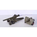 A Vintage British made Die cast Military cannon together with another cannon 29 x 9 cm.(2).