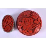 AN EARLY 20TH CENTURY CHINESE CINNABAR LACQUER SILVER BOX AND COVER together with another similar