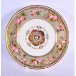 A FRENCH SEVRES PORCELAIN PLATE painted with roses. 22 cm diameter.
