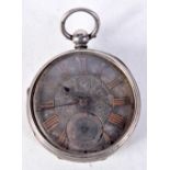 A VICTORIAN SILVER POCKET WATCH WITH GOLD ROMAN NUMERALS ON FACE. Hallmarked London 1873, 5.4cm