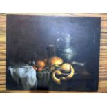 A 19th Century oil on panel ,still life of fruit and a jug 20 x 25 cm