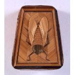 A FRENCH NAPOLEONIC STRAW WORK FLY BOX AND COVER possibly Prisoner of War. 5.75 cm x 4.5 cm.