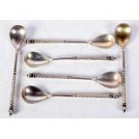 SIX CONTINENTAL SILVER NIELLO SPOONS. Stamped 84, 10.5cm x 2cm, total weight 85.9g (6)