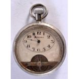 A VINTAGE HEBDOMAS POCKET WATCH. 4.75 cm diameter.